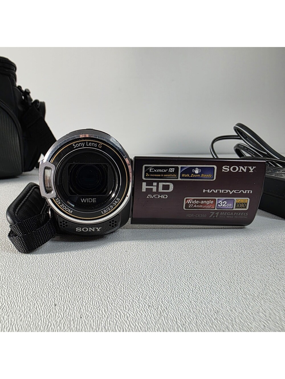 Sony HDR-CX350 32GB HD Handycam Camcorder Battery Charger SD Bag Tested/Working